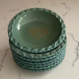 Vintage Bakelite Butter Pats Set of 7 Green Gold Grape